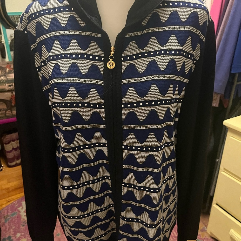 St. John Sport by Marie Gray Black and Blue Jacket